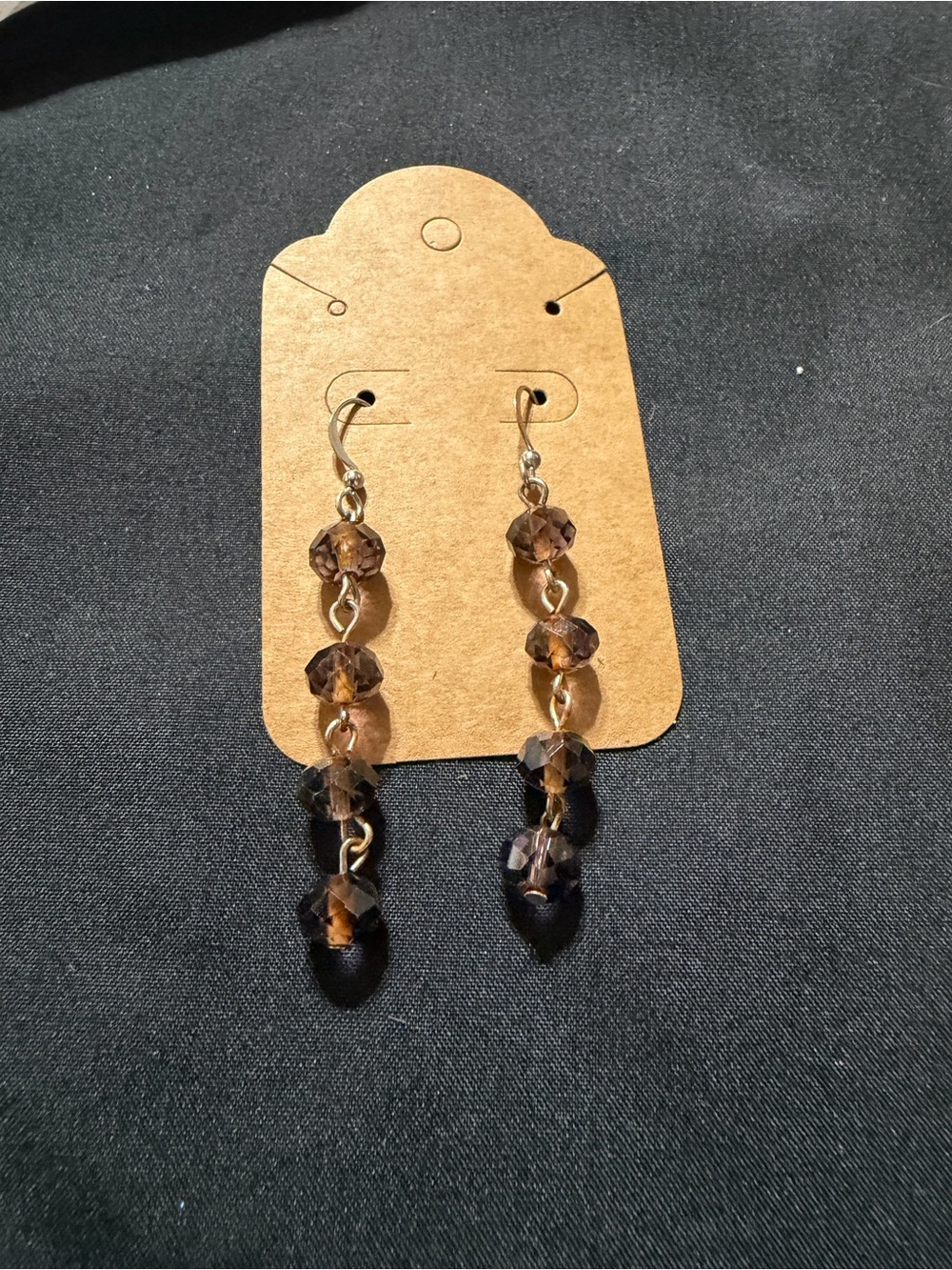 Source Unknown Brown Faceted Bead Drop Earrings